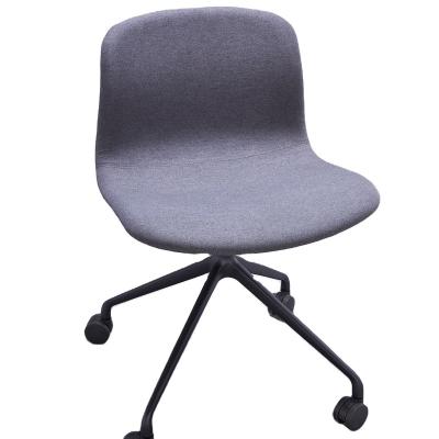 China (Size) Modern Office Furniture Adjustable Chair Fabric Seat Chromed Adjustable Swivel Base Five Wheels Office Chair No Arms for sale