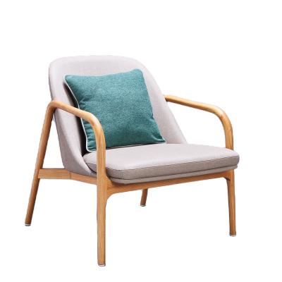 China Hot Style Rotating Natural Solid Wood Chair In The Living Room Comfortable And Stylish Modern Fabric Material Lounge Chair For Living Room for sale