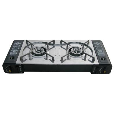 China Euro Car RV Camping & Hiking Outdoor Butane Stainless Steel Double Head Gas Stove for sale