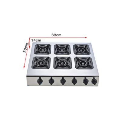 China Easily Cleaned / Eco - Friendly Factory Price Commercial 6 Burners Stainless Steel Gas Stove for sale