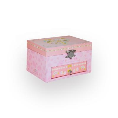 China Custom Pink Paper Cardboard Jewelry Storage Paper Box With Mirror For Girls for sale