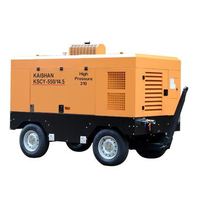 China Lubricating Oil Manufacturer Supply Oil Free Double Screw Diesel Air Compressor For Construction Works for sale