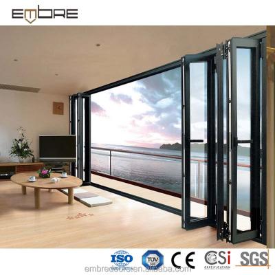 China Folding aluminum bifold door with glass shutter insert garage door prices for sale