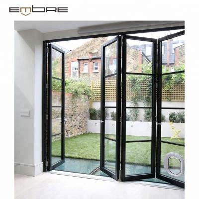 China Security Traditional Aluminum Folding Patio Door Accordion Balcony Glass Sliding Glass Doors for sale