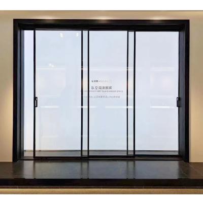 China 3 Links Modern Interior Decorative Narrow Slim Frame Aluminum Sliding Door for sale