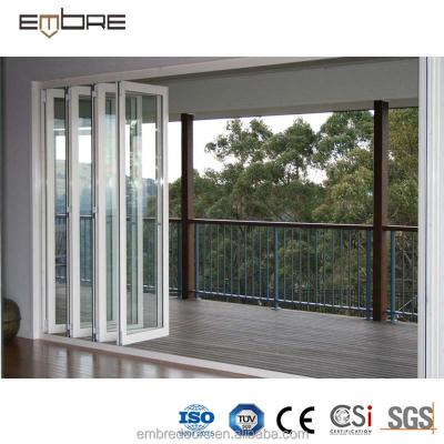 China New Design Collapsible Tempered Glass Aluminum Folding Door Kerala for sale