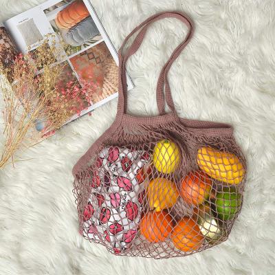 China Large Eco-Friendly Reusable Cotton Mesh Shopping Net Tote Bag for sale