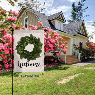 China Wholesale 12.5x18 Inch Double Sided Sublimation Embroidered Burlap Garden Print / Flag for sale