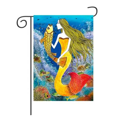 China Outdoor Advertising Display Hot Sale Mermaid Digital Printing Block Microfiber Garden Flag With Decoration for sale