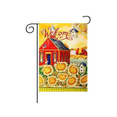 China Hanging Both Sides Design Printing 12.5*18 Inch Garden Flag With Decorative for sale