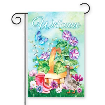 China Custom Printing Block Microfiber Flower Garden Welcome Flag With Both Sides for sale