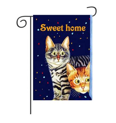 China Wholesale Animal Cat Block Microfiber Garden Flag Outdoor Advertising Display With Decoration for sale