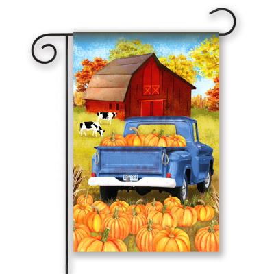 China Custom Car Hanging Pumpkin Printing Garden Flag With Double Sides for sale