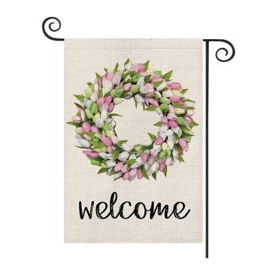 China Hot Sale 12.5x18 Inch Sublimation Printing Printing Double Sided Burlap Garden Flag for sale