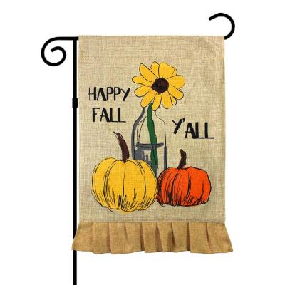 China Custom Embroidered Decoration Burlap Garden Seasonal Hanging Double Side Flag for sale