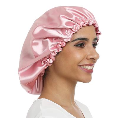 China Custom Designer Bath Double Layer Sublimation Print Long Satin Braid Velvey Hairdryer Luxury Silk Female Cap Head Wrap Hood for sale