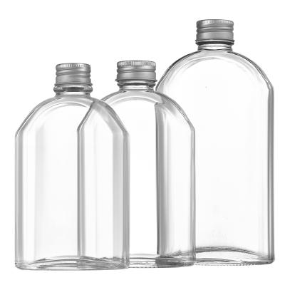 China High Quality Beverage Square 350ml Glass Juice Milk Glass Bottle With Aluminum Cap for sale