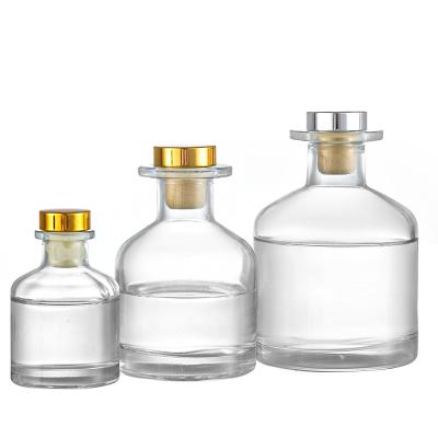 China Fancy Design 50ml Clear Empty Glass Aromatherapy Cosmetic Bottles Round Bottle for sale