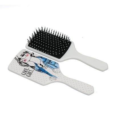 China Massage the most popular soft touch coating rubber finish hairbrush large comb hair paddle plastic cushion brush for sale