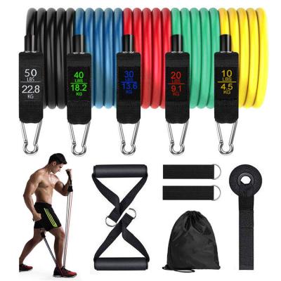 China Durable Gym Strength Exercise LATEX Band 11pcs Workouts Bands Fitness Resistance Band Set Home Set for sale