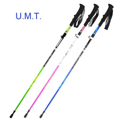 China Telescopic Folding Aluminum Tracking Walking Hiking Trekking Pole 7075 Adjustable Length Aviation Poles Canes 5 Section for sale