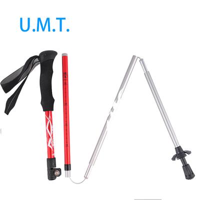 China 7075 Adjustable Folding Telescopic Aluminum Tracking Walking Sticks Aviation Poles 5-Section Trekking Poles for sale