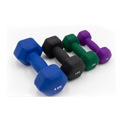 China Durable Design +Protable+No-slip Small And Beautiful Vinyl Coated Hexagon Weight Lifting Neoprene Dumbbells for sale