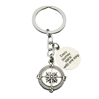 China Promotional Gift Round Earth Compass Shape Custom Metal Key Ring Keys Chain for sale