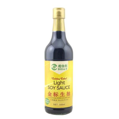 China 500ml Desly Soy Sauce OEM Chinese Gold Label Soy Sauce Factory Premium Light Soy Sauce 500ml for sale