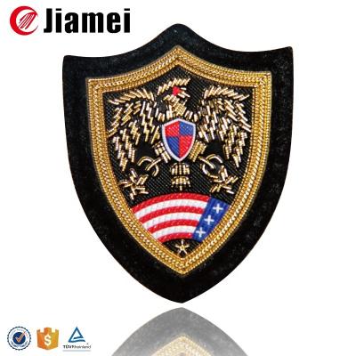 China For Military Unifrom Custom Army Uniform Embossed Soft Gold Metal Badges With Hook And Loop for sale