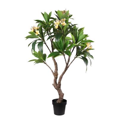 China QC-FZLZ-0001 Potted Artificial Frangipani Tree For Casual Green Plant Indoor Outdoor Vintage Height 130cm/150cm Luxury Decoration Space for sale