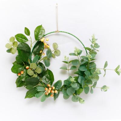 China SYWA26 Artificial Flower Wreath with Berries and Decorative Flowers for Front Door Decoration Home Wall Hanging Welcome Sign Decoration for sale