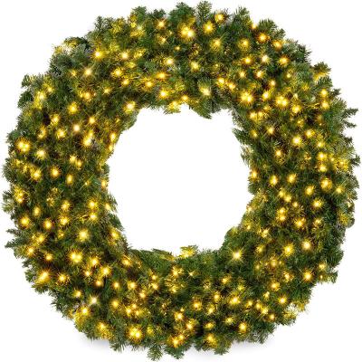 China Popular Christmas Gift Supplies Outside Door Holiday Accent Decorations Large Christmas Wreath With Lights for sale