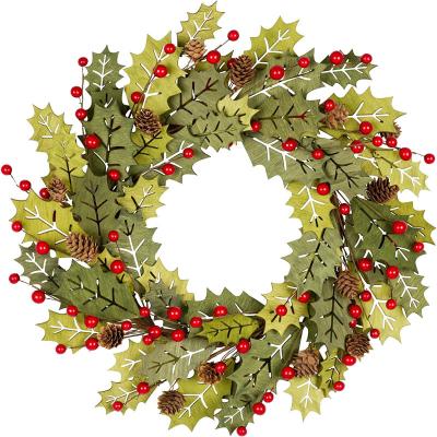 China Popular Factory Wholesale Christmas Gift High Quality Artificial Greenwood Berries Accessories Christmas Wreath for sale