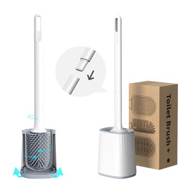 China 2021 Viable Sanga Smart Sustainable Premium Bathroom Silicone Silvet Black Handle Toilet Brush Set With Holder for sale