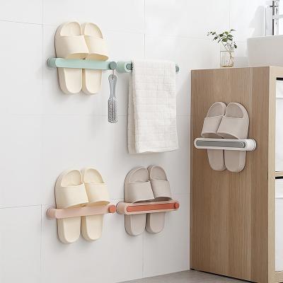 China Small Wall Mounted Amazing Portable Sanga Modern Plastic Slippers Shoe Foldable Collapsible Rack With Hook for sale