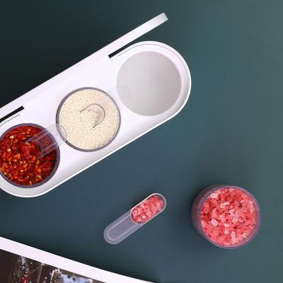 China 2021 New Sanga Condiment Stocked Plastic Container Seasoning Mini With Lid And Spoon Green for sale