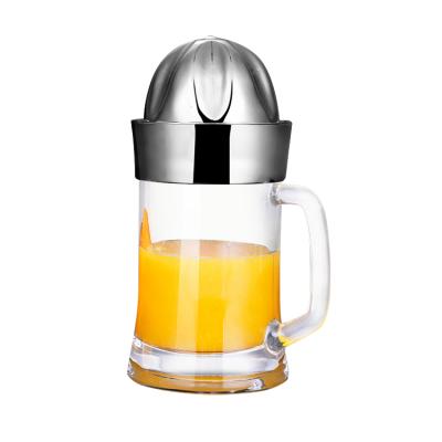 China Viable Kitchen Accessories Portable Glass Fruit Squeezer Lemon Lime Squeezer Sieve Bowl Stainless Steel Manual Juicer Extractor for sale