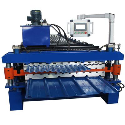 China Building Material Shops Double Deck Metal Tile Roll Forming Machine for sale