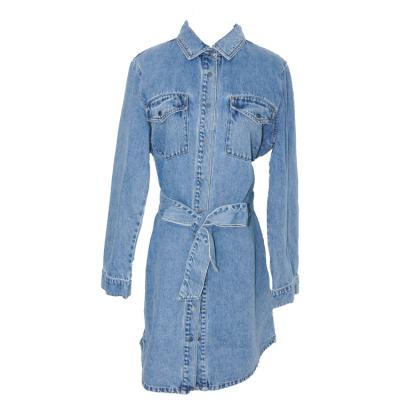 China Autumn Outwear Casual Jacket Women Fashion Anti-static Long Sleeve Waistband Denim Shirt Dress Women Fashionable Clothing for sale