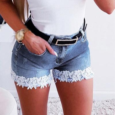 China Wholesale Women's Summer Embroidery Breathable Edge Jean Shorts High Waist Distressed Jean Pants for sale