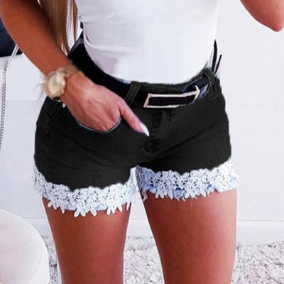 China Wholesale Breathable Fashion Ladies Waist Jeans For Women Customized High Waist Women's Embroidery Edge Denim Shorts for sale