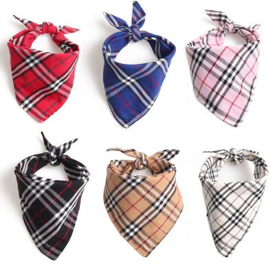 China Wholesale Pet Style Double-Layer Cloth Pet Drool Plaid Towel Stored British Pet Saliva Scarf for sale