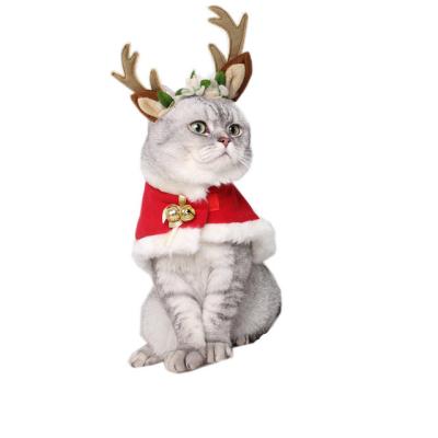 China Winter Pet Christmas Costume Warm Velvet Poncho Cape Santa Claus Cats Dogs Coat Stocked Red Cloak for sale