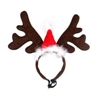 China Latest Stocked Wholesale Soft Pet Christmas Accessories Antler Pet Headwear For Dogs Cats for sale