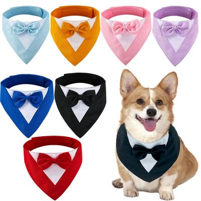 China Viable Style Pet Accessories British Style Costume Collar Dog Bow Tie Triangle Scarf Dog Bandana Custom for sale