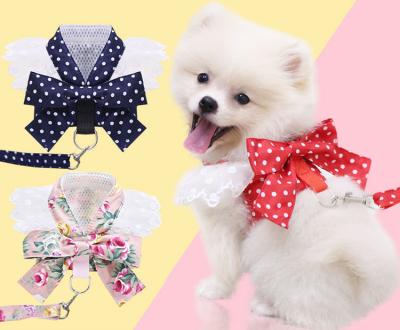 China Reflective New Japan Korea Version Dog Cat Pet Cloth Traction Rope Bow Chest Soft Strap For Walking Dog for sale