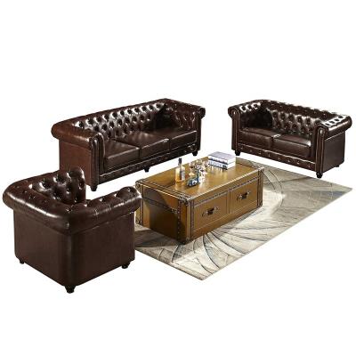 China High Quality American Tufted Leather Chesterfield Button Tufted Sofa Set for sale