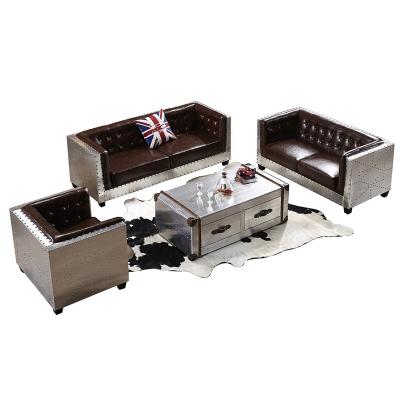 China Wholesale Antique Aluminum Aviator Tufted Sofa Set Furniture for sale