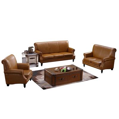 China High Back Brown Vintage Leather Loveseater 1+2+3 Back Couch Sofa Set for sale